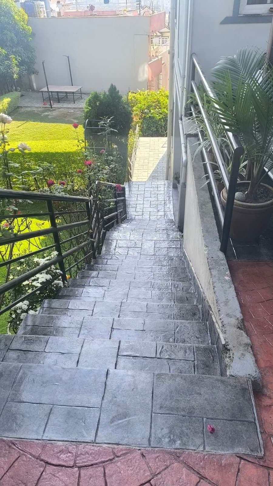 Stamped concrete outdoor stairs